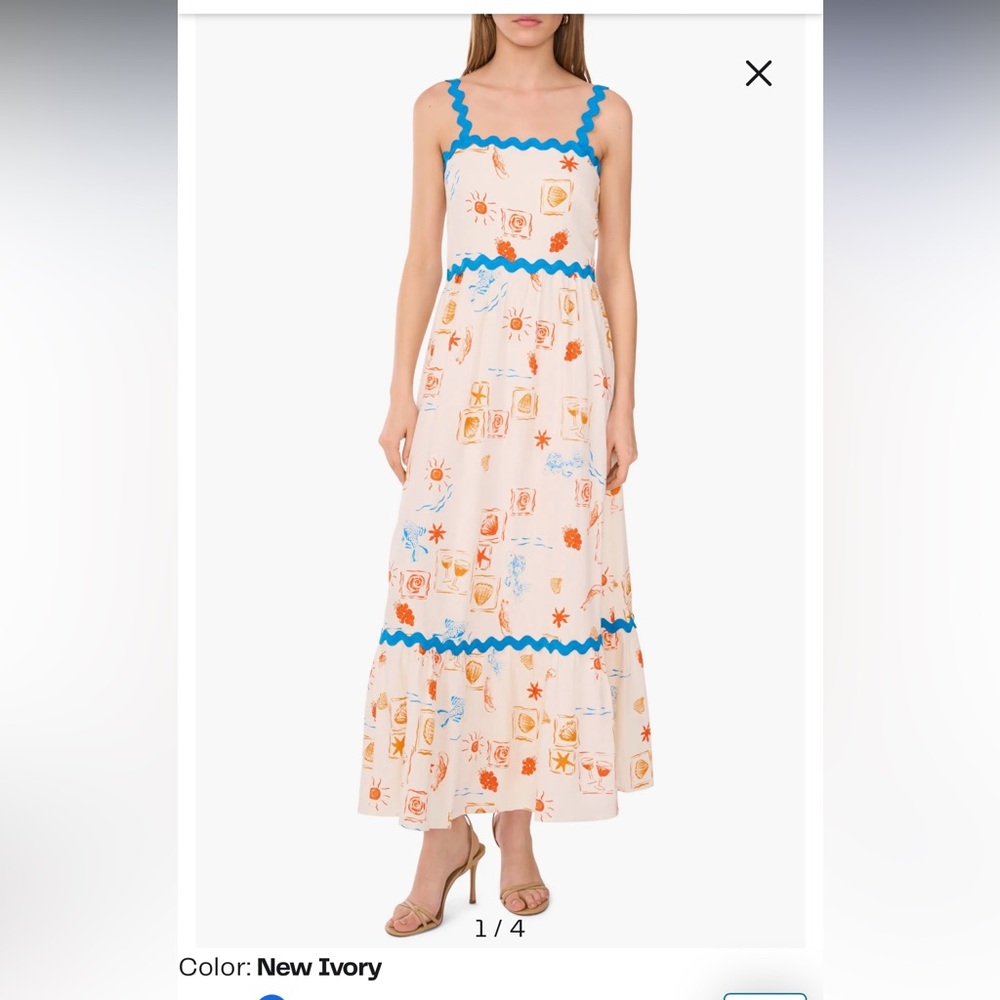 Cece Womens sleeveless linen blend tiered maxi dress